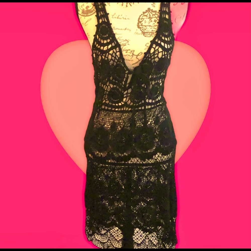 NWT black Knit swimsuit cover dress